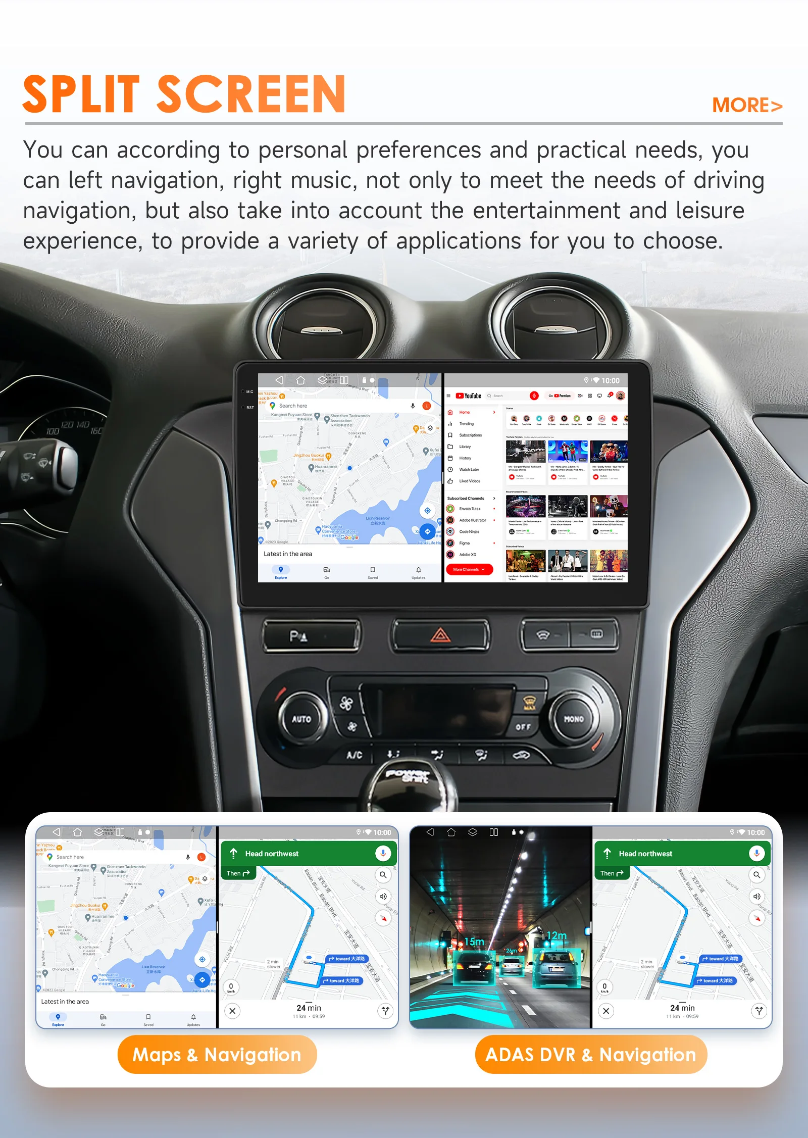 Hizpo Android 14 10,1 Zoll Autoradio GPS für Ford Mondeo 2010-2014 Multimedia 8G+128G Multimedia-Player DSP WIFI Kein 2 Din 2din DVD – Detail 32