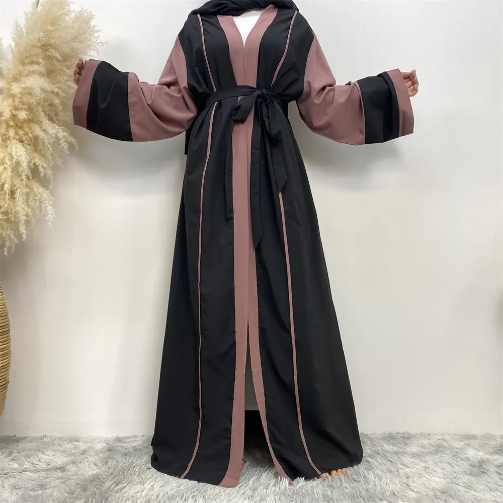 

Mulism Abaya Cardigan Loose Women's Fashion Stitching Open Robe Middle East Turkey Casual