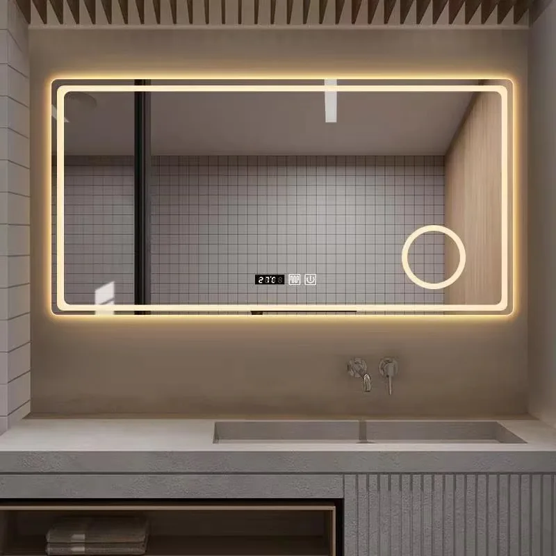 130X80CM Smart Mirror Bathroom Mirror Bathroom Sink with Light Touch Screen Anti-fog Mirror Wall Hanging Wall