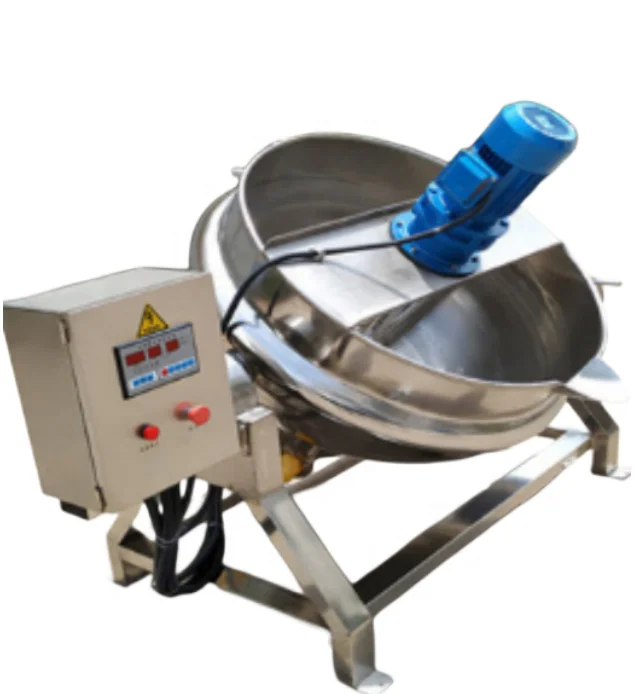 Industrial Electric Heating Boiling Tank Industrial Cooking Pot Jacketed Kettle Cooking Machine with Agitator