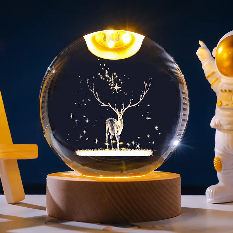 3D Crystal Ball Lamp with Galaxy and Planetary Projections USB Night Light for Cozy Atmosphere Plasma Ball Creative Gift