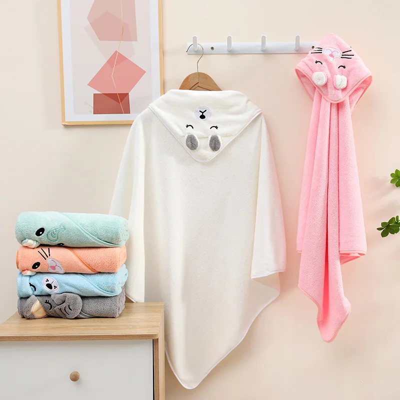 Cute Bath Towel for Baby Soft Absorbent Towel Newborn Swaddle Wrap Baby Blankets for Girls Boys