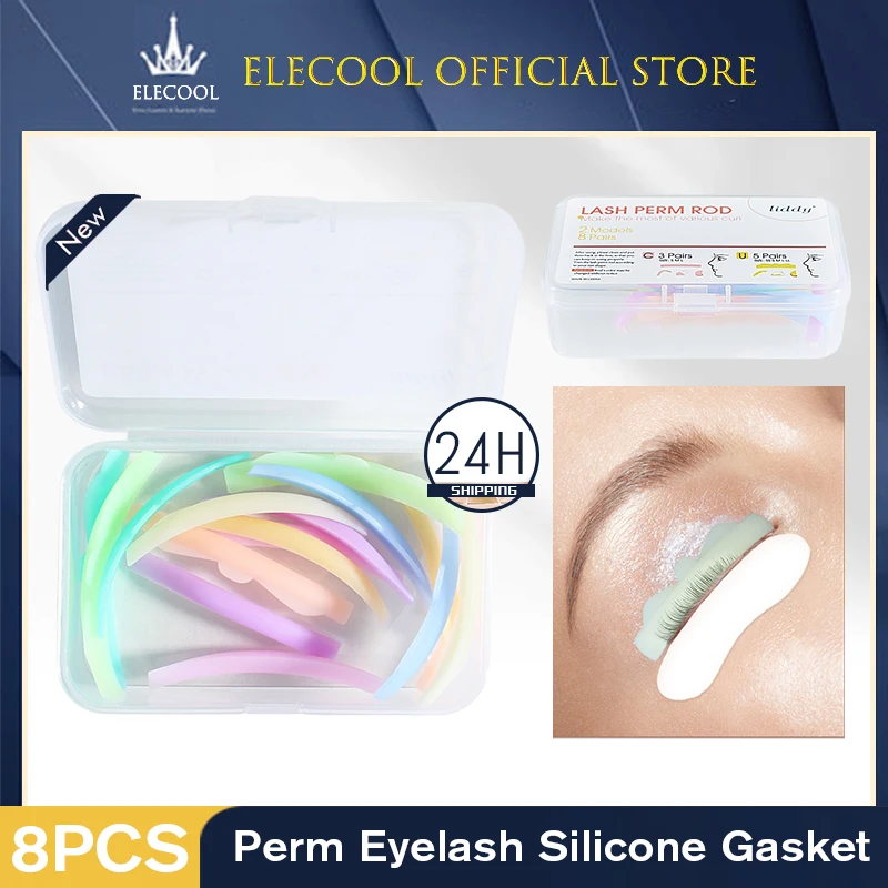 Silicone Eyelash Perm Pad, Reciclagem Lashes Rods, Shield Lifting, 3D Falso Cílios Curler, Acessórios, Ferramentas Aplicadoras, TSLM1, 8Pairs