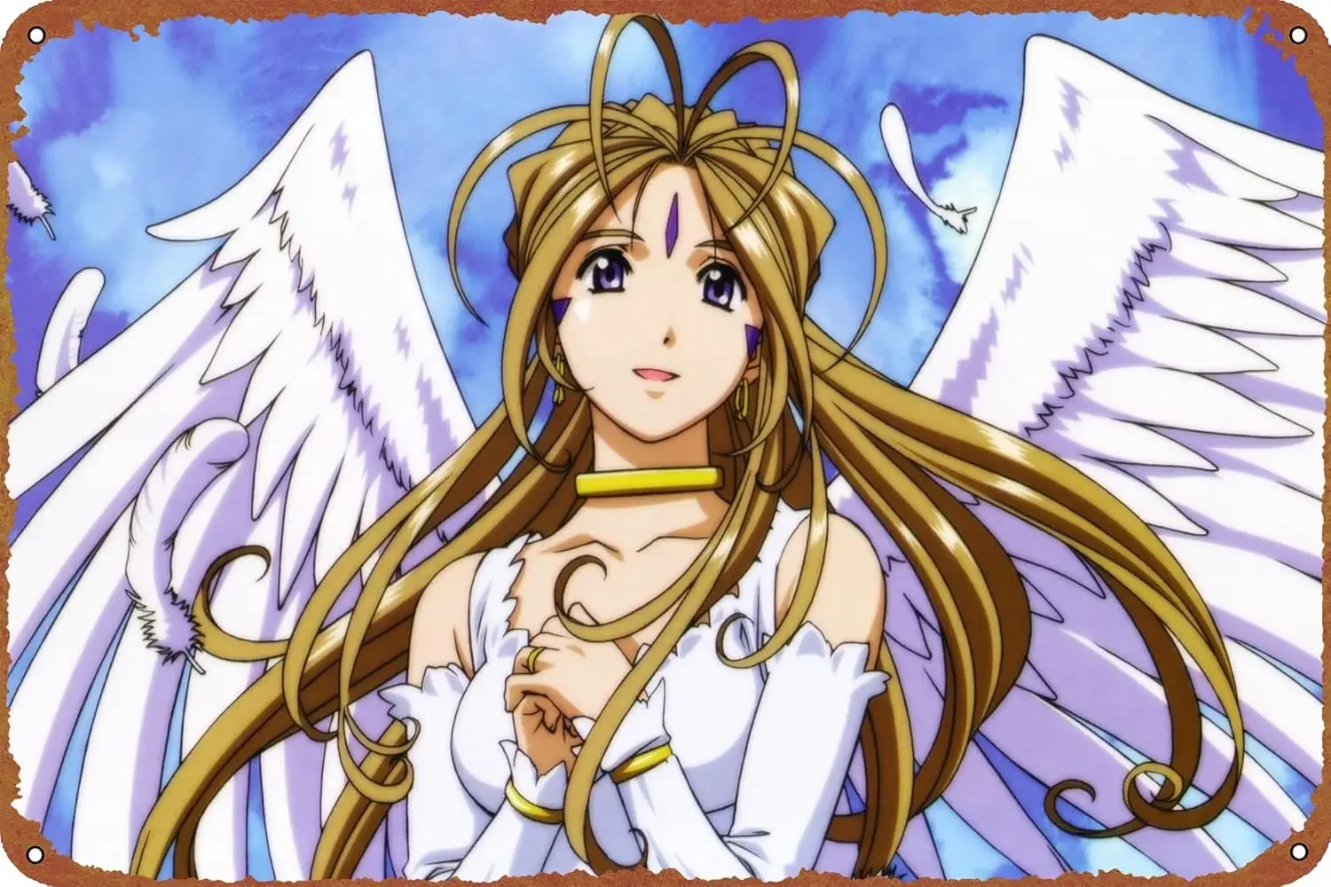 Ah! My Goddess Belldandy Anime Poster Vintage Tin Sign Unique Metal Wall Decor for Home, Bar, Diner, Pub, 8 x 12 Inches,Fun Kitc