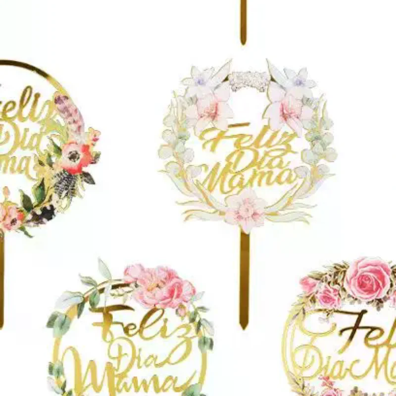 1 Pieza de Adorno Acrílico para Pastel del Día de la Madre con Diseño de Flor y la Frase 'Feliz Día Mamá' para Decoración de Pasteles en Fiestas del Día de la Madre