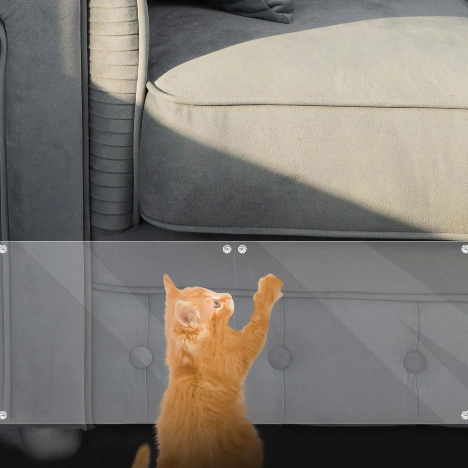

15Pcs Transparent Cat Scratch Furniture Protector PVC Sheets Nails Clear Sofa Covers Couch Protectors from Cats Scratching