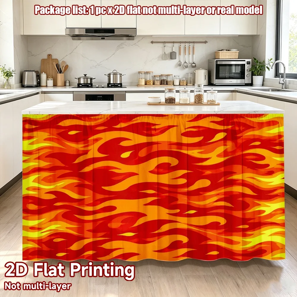 2D flat 1pc Retro country style shoe cabinet curtains Fiery Flame Design Digital printing Country farmhouse style curtains,