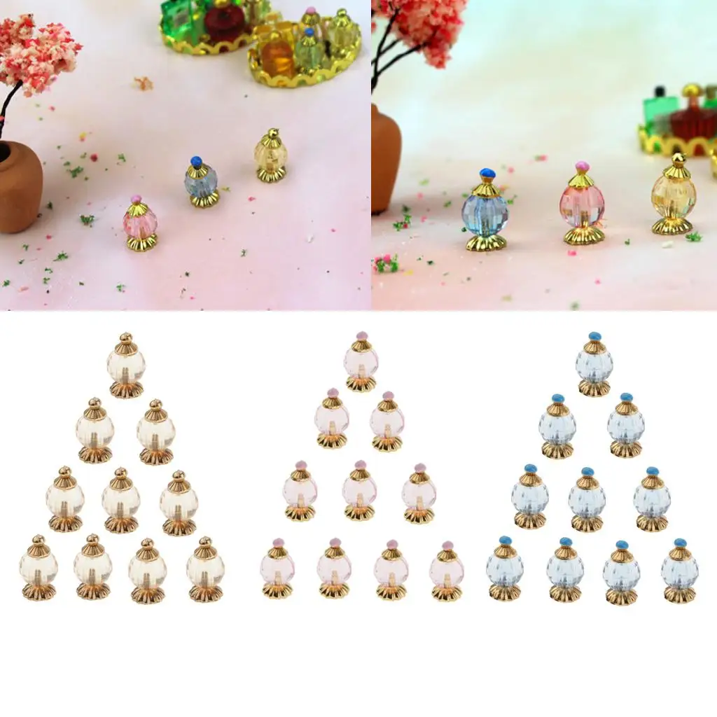 10 Pieces Dollhouse Mini Perfume Bottles Model Toy Dollhouse Miniature 1:12 Decor Accessory Kids Handmade Pretend Play Toy