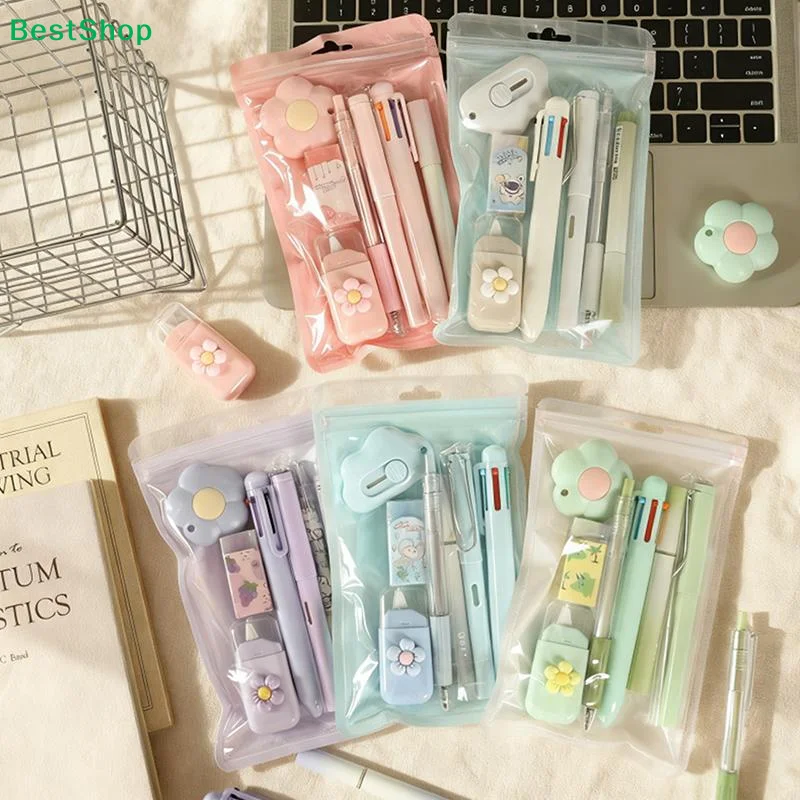 ❄Cute Aesthetic Stationery Set – Kawaii Pens, Mini Cutter & Flower Decor for School & Office Supplies