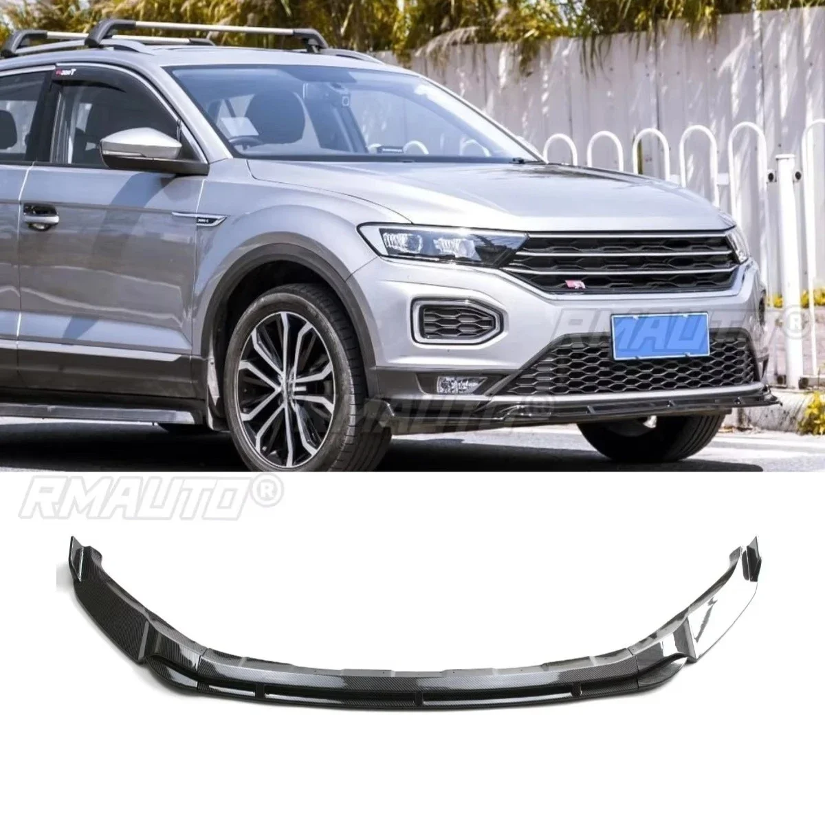 Car Front Bumper Lip Diffuser Spoiler Glossy Black Modification Part for Volkswagen T-ROC 18-20 Bumper Protector Car Accessories