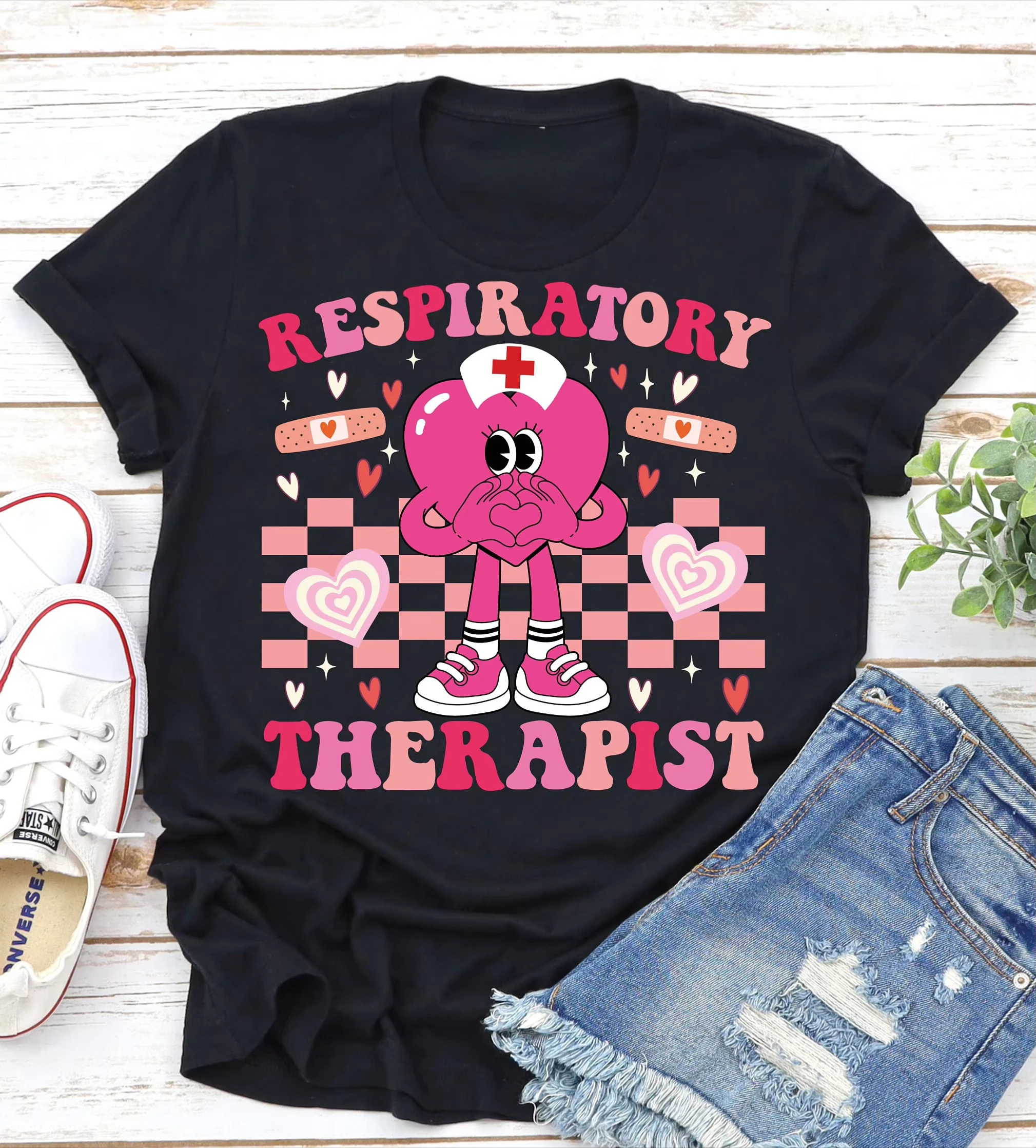 Respiratory Therapist Valentines Day Graphic T Shirt Pumpkin Retro Pulmonologist Printed Clothing Gift Harajuku Streetwear Tee