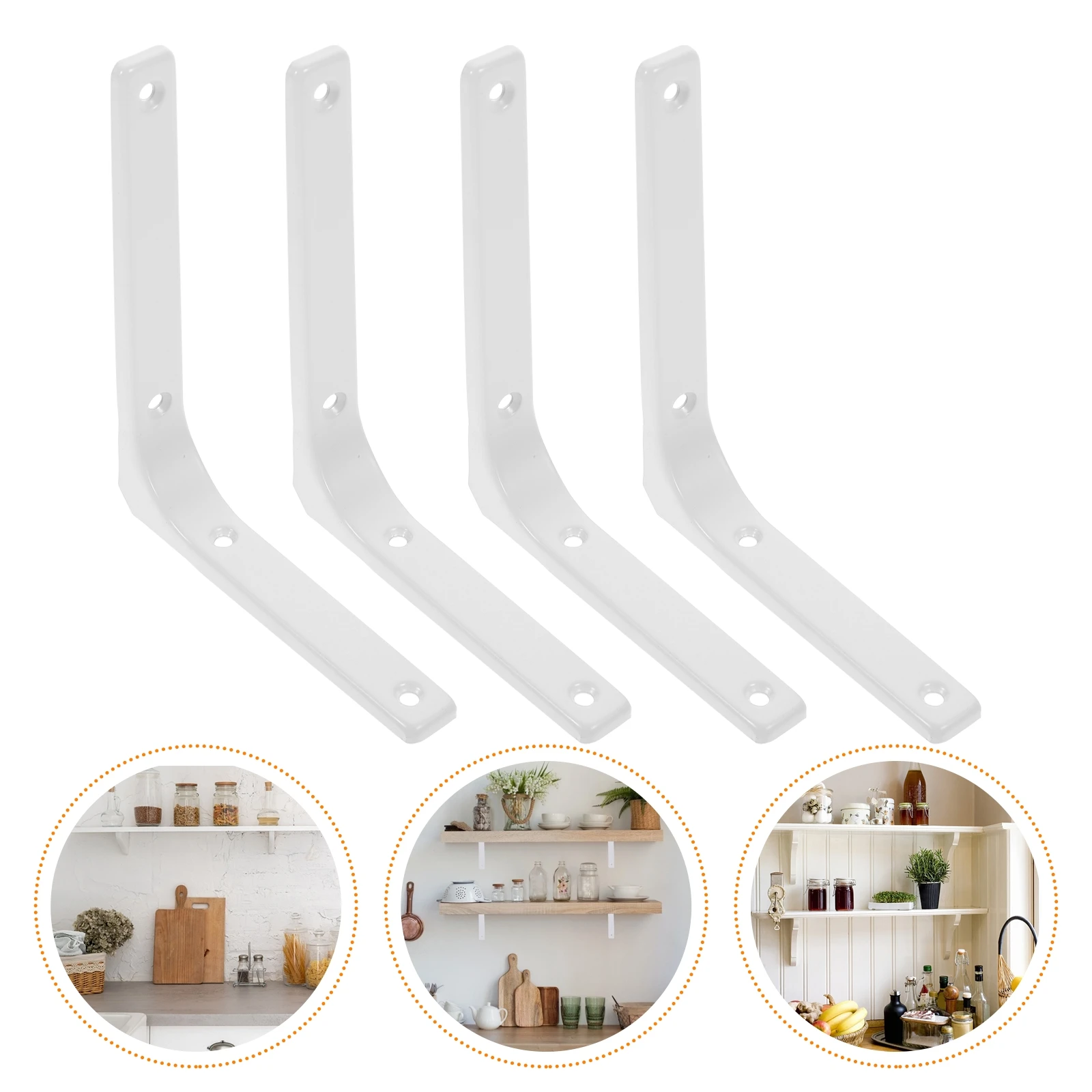 

4 Pcs White 6 Inch L Shape Wall Shelf Support Bracket Heavy Duty Stainless Steel Fixing Braces Storage Rack Holder Hardware