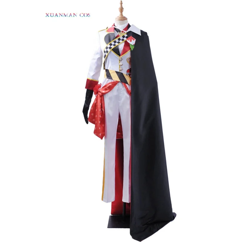 

Game Twisted-Wonderland Cosplay Costume Alice in Wonderland Custom Men Satin Uniform Pants with Long Cloak Riddle Rosehearts