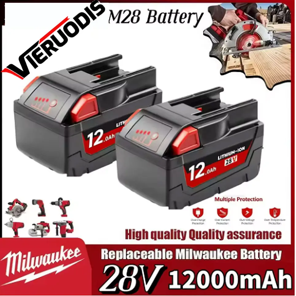 

100% New 28V 12.0Ah For Milwaukee M28 Battery Li-Ion Replacement Battery For Milwaukee 28V M28 48-11-2830 0730-20 Tool battery