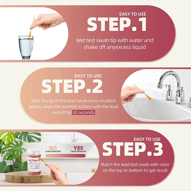 리드 테스트 면봉 키트-리드 페인트 테스트 키트, 가정용 리드 체크 면봉, 30 초 테스트 결과 (60 개)