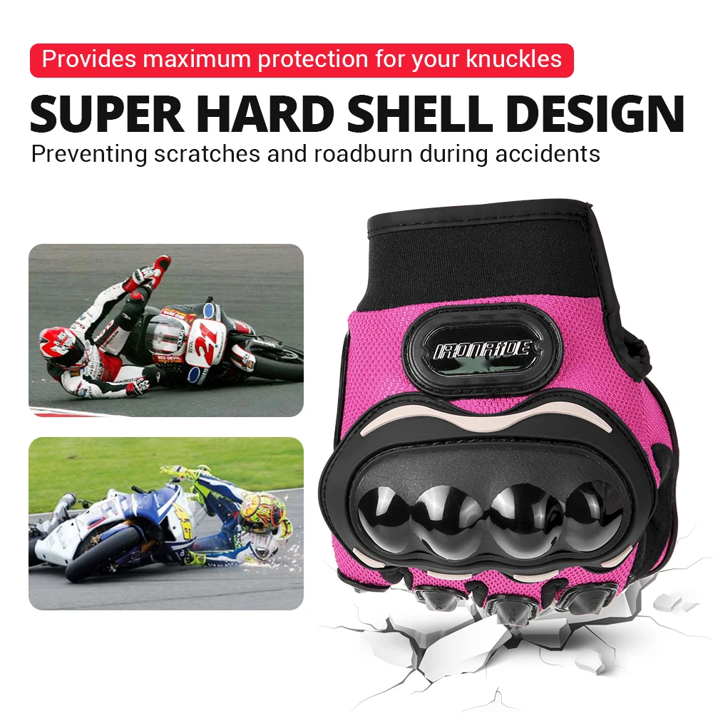 Motorcycle Glove Men Women Touch Screen Summer Cycling Racing Full Finger Motorbike Bicycle Motocross Pink Gloves