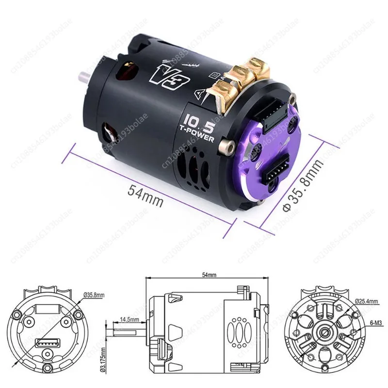 Surpass Hobby V3 540 5.5T 6.5T 8.5T 10.5T 13.5T 21.5T Sensored Brushless Motor 3.175mm Shaft For 1/10 1/12 F1 RC Drift Car Parts