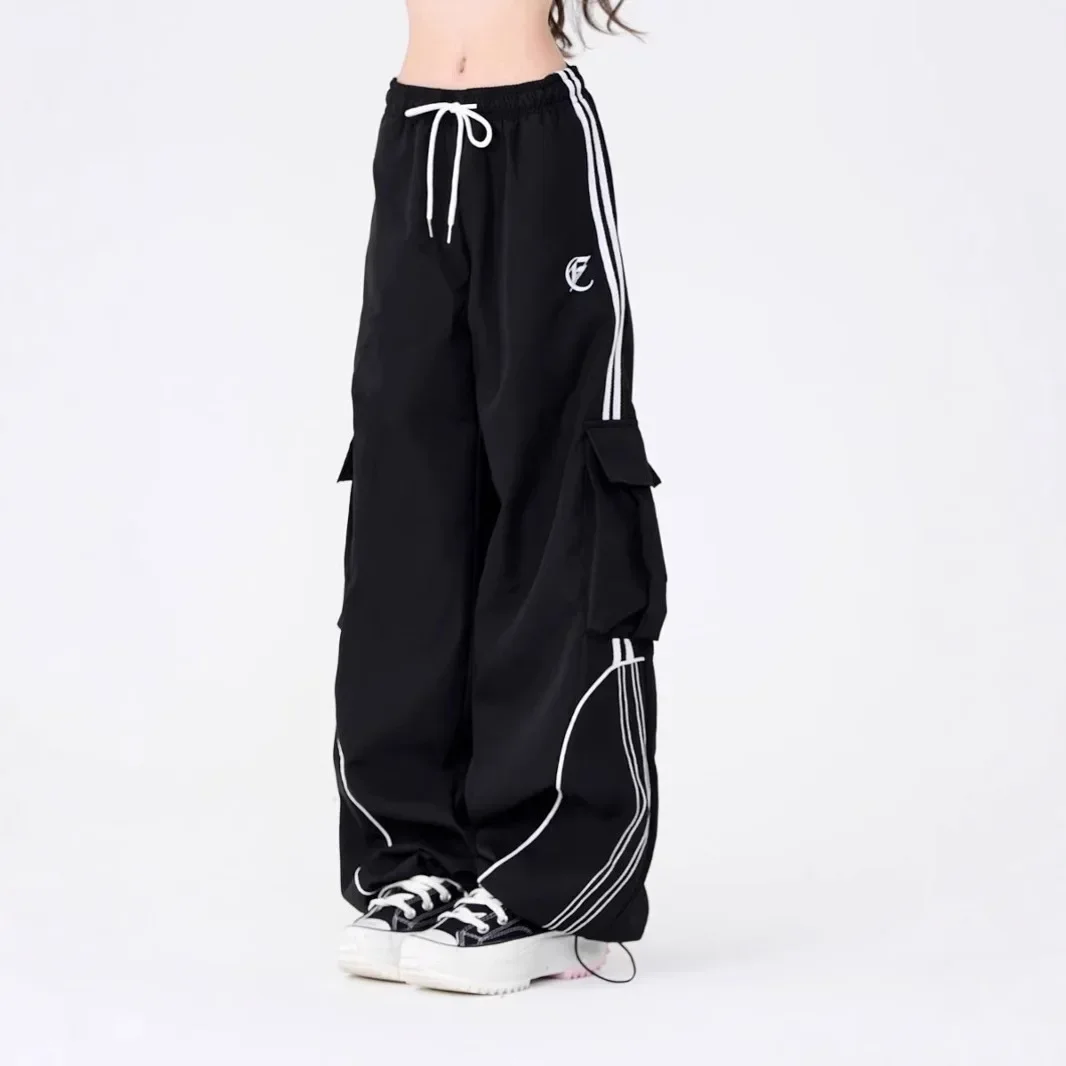 

Pop American Style Straight Leg Wide Leg Pants Men Women Retro Floor Length Paratrooper Casual Hip Hop Workwear Trendy