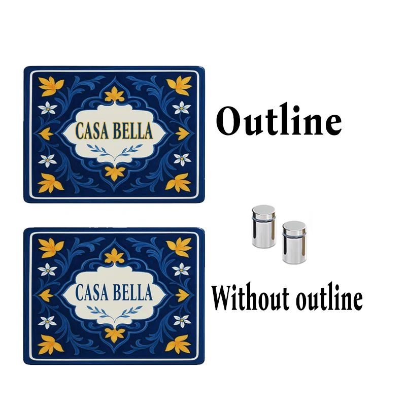 علامة رقم المنزل من الأكريليك مطبوعة بالأشعة فوق البنفسجية على الطراز الإسباني مخصص اسم العائلة لوحة عنوان علامة المدخل الخارجية ديكور خارجي #6