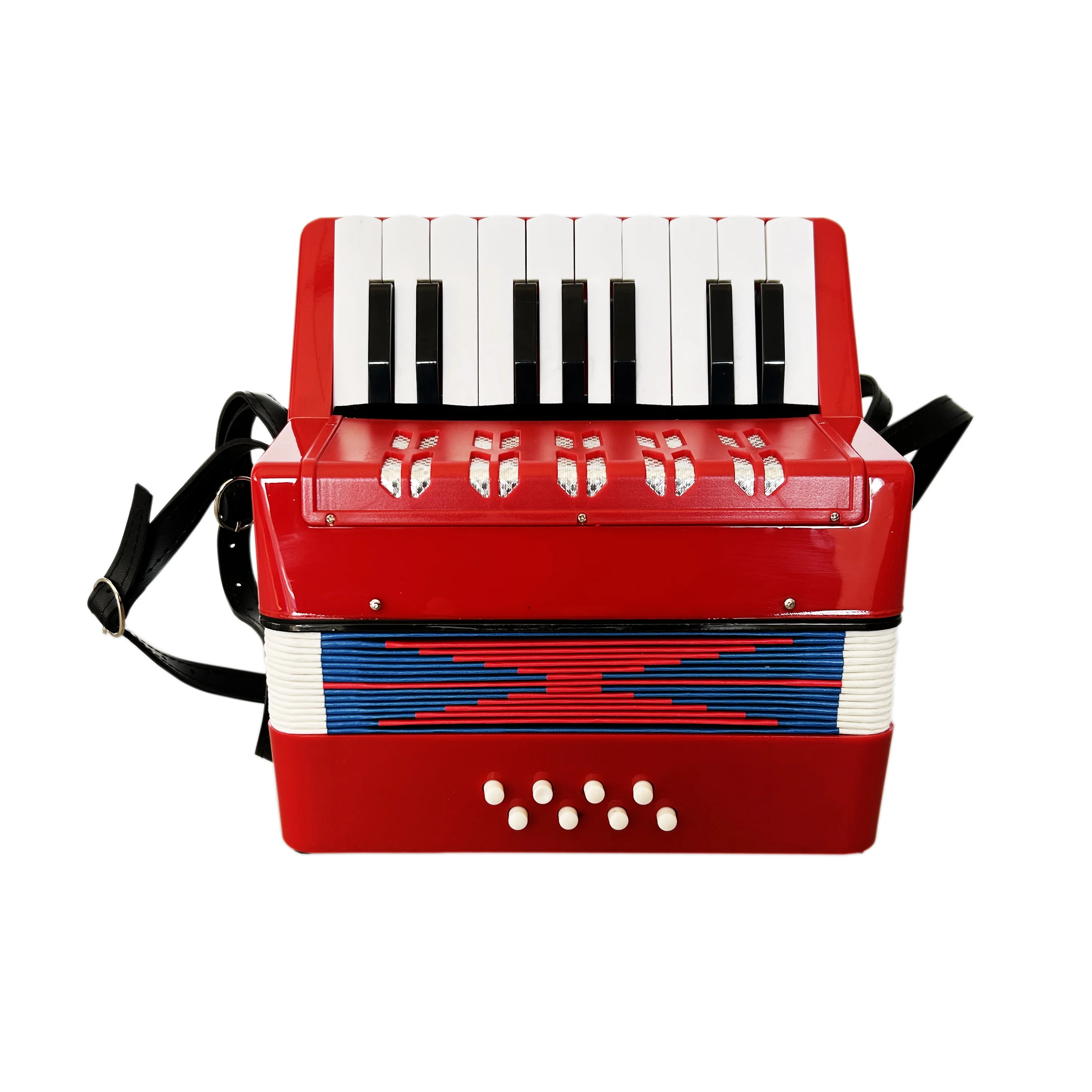 Mini 17-Keys Wood Accordion Red Chromatic Button 8 Bass Diatonic JP1708 Model Instrument For Children