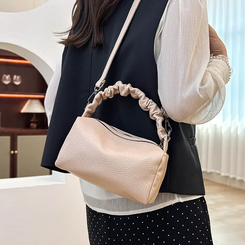 Bolso grande de hombro de diseñador clásico de lujo de cuero elegante para mujer, bolso cruzado para vestir moderno y elegante