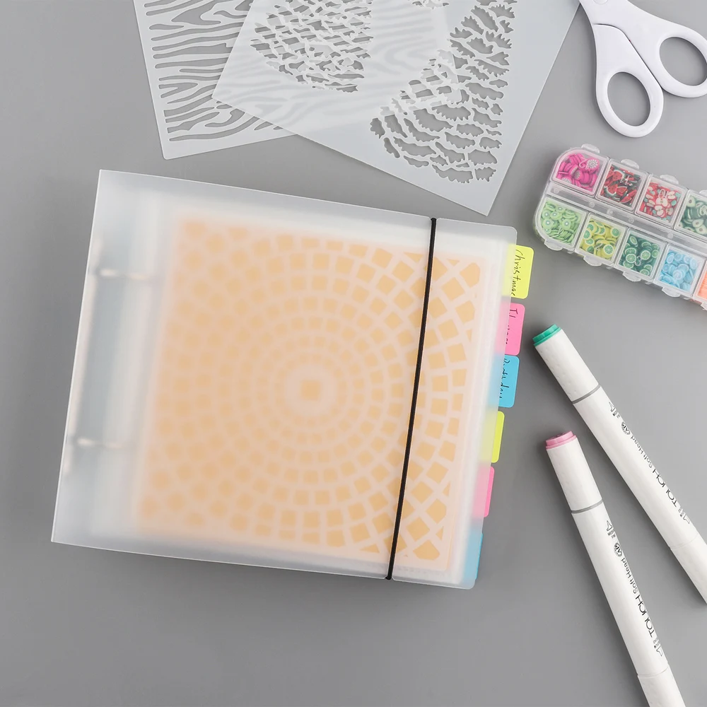 Cookie Stencil Die Storage Book Binder 6X6 Stencils Stamp Storage Folder Page Storage Containers for Crafts Organized Pockets