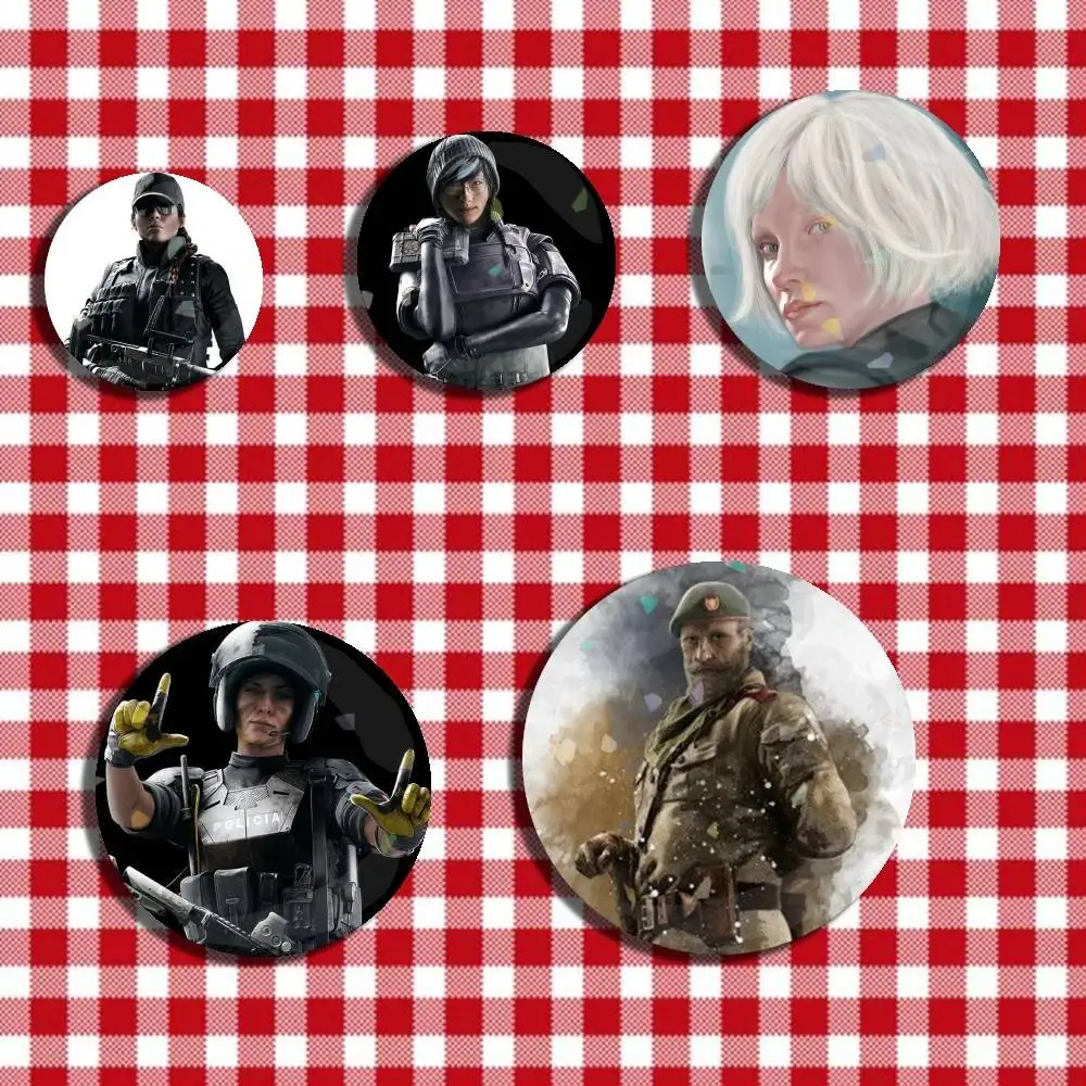 

Tom Clancy's Rainbow Six Siege Character Badge Stage Brooches on Backpack Round Enamel Pins for Jewelry Gift Bag Accessory