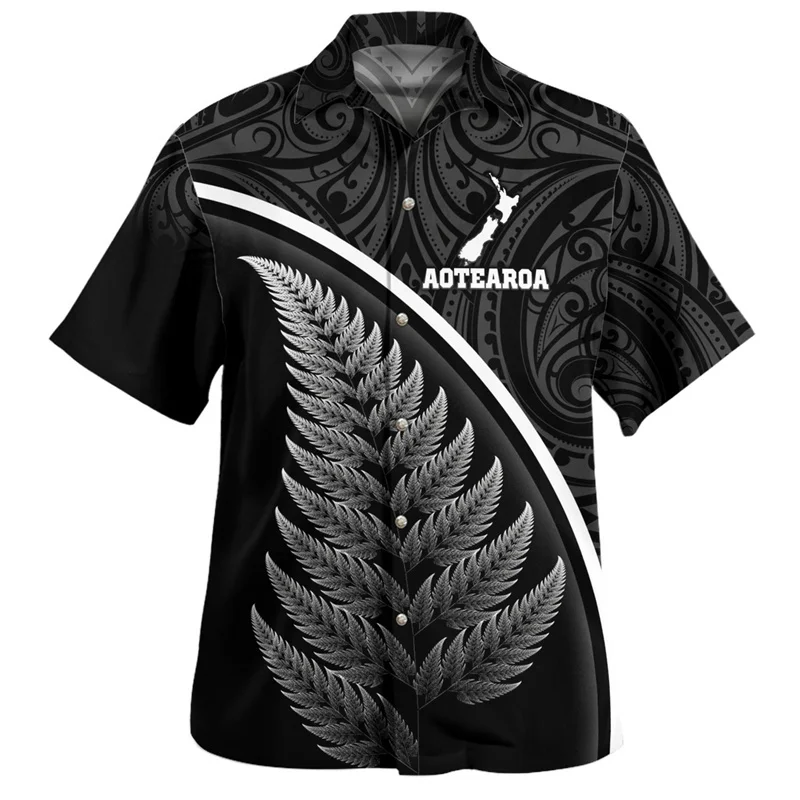 Harajuku Summer 3D New Zealand Maori Silver Fern Papua Flag Printed Shirts NZ WAITANGI DAY Graphic Short Shirts Fashion Clothing