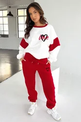 Street 2 Piece Sets Women Outfit Autumn Clothes Women 2024 Colorblock Sweatshirt Top and Pants Sets Fleece Sweatsuits Woman Sets