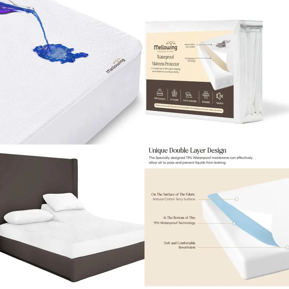 

Queen Size 32 Waterproof Mattress Protector for Adjustable Beds - Soft, Breathable, Machine Washable Cover for Mattresses up to