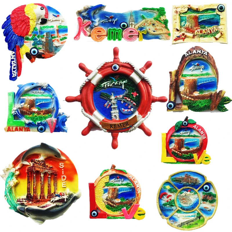 Turkey Fridge Magnet Souvenir Kemer Alanya Antalya Resin Magnets for The Refrigerator Magnetic Stickers Gifts Home Decoration