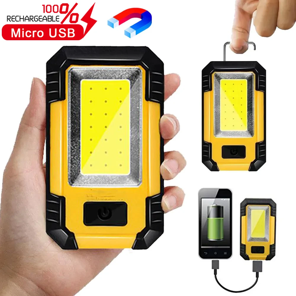 

5PCS Led Work Light Rechargeable Magnetic Light Portable Hook Camping Lantern for Car Repairing 4000mah Powerbank COB Flashlight