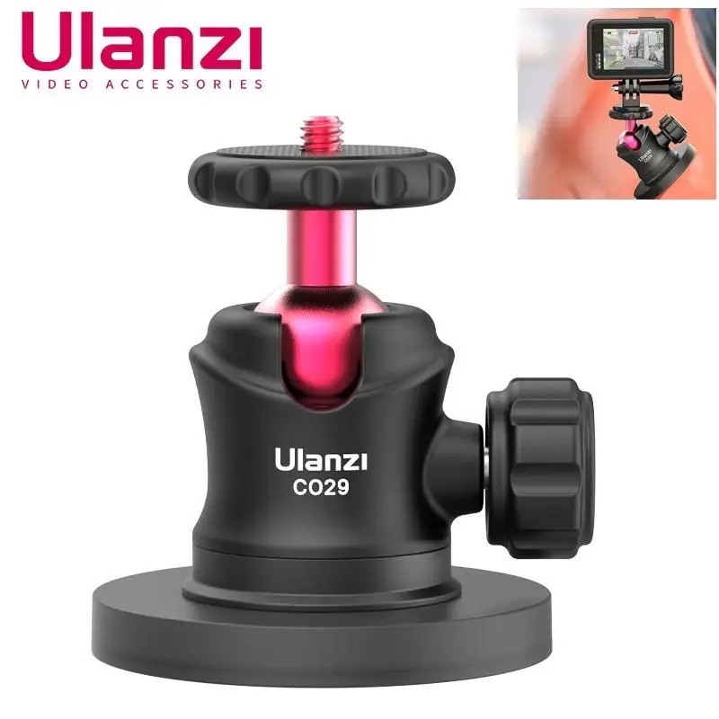 Ulanzi C029 Action Camera Suction Mount Magnetic Bracket With 1/4 Screw 360° Ballhead For Gopro 12 Phone Fill Light Gopro Base