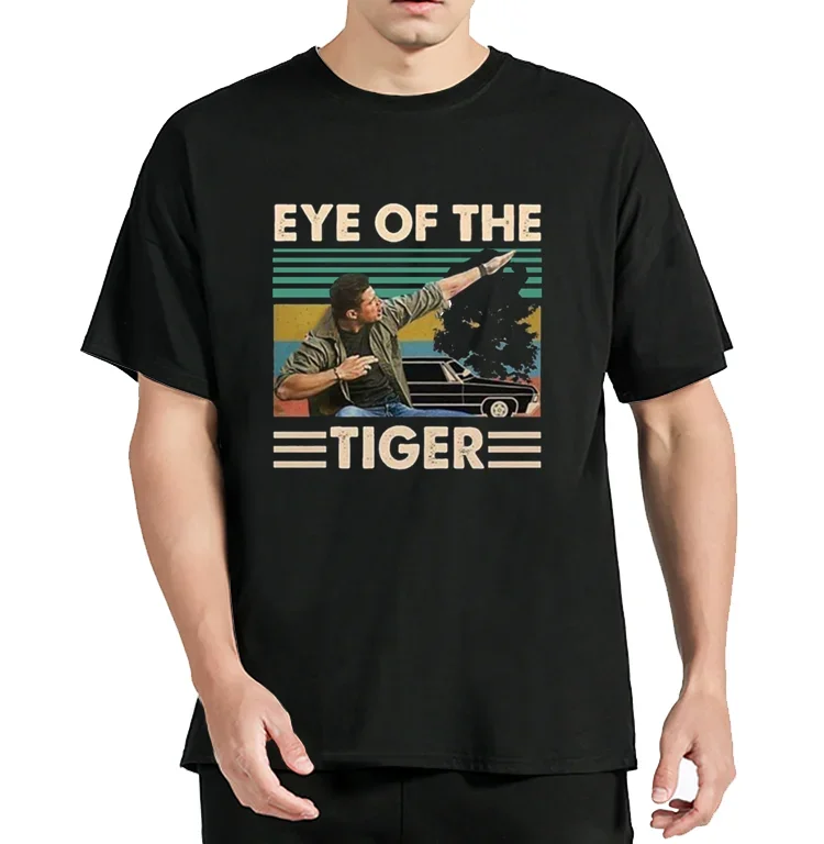 Summer Dean Winchester Supernatural Eye Of The Tiger Vintage Retro T-shirt Gift For Men Casual TShirt Clothing Graphic Tees Tops