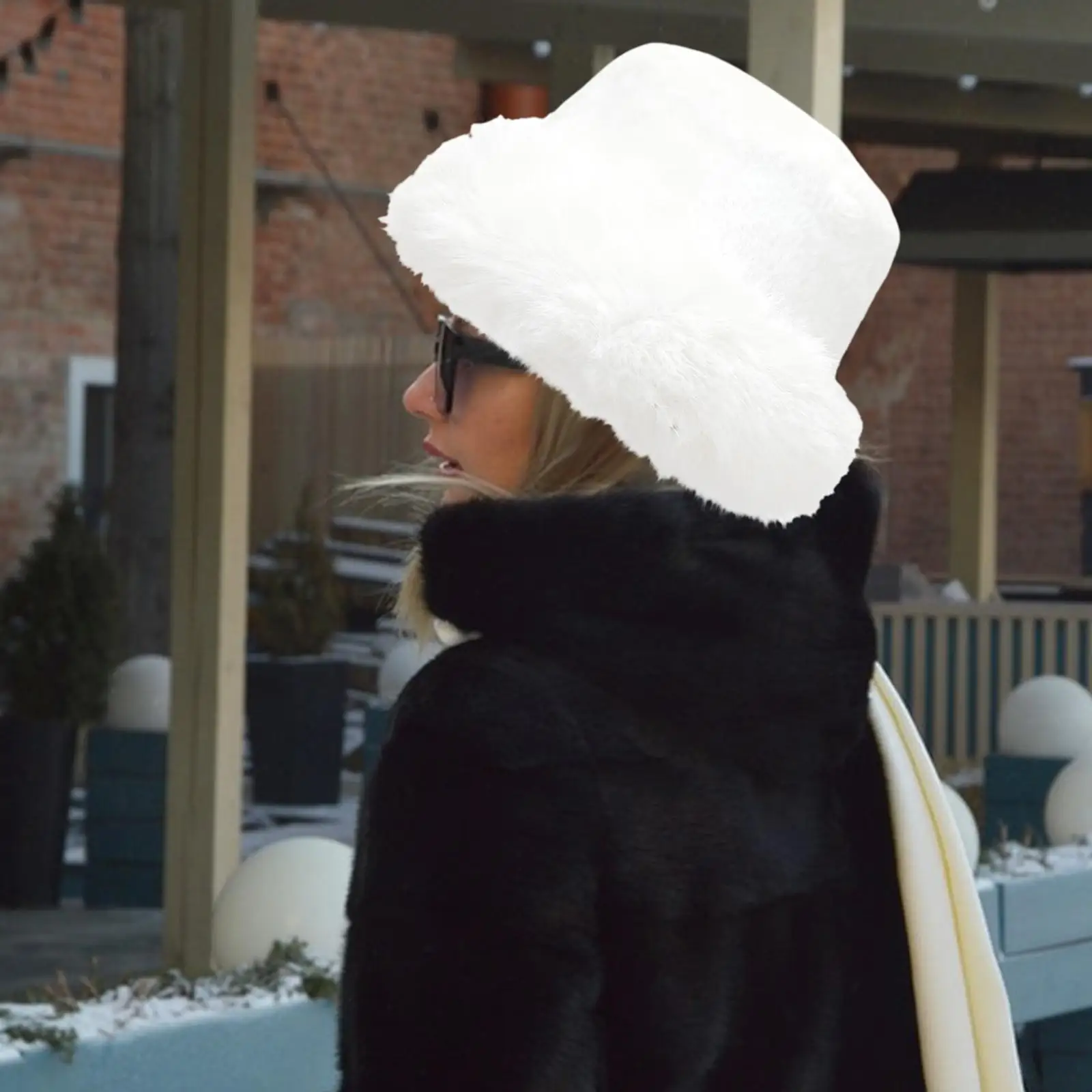 Sombrero de cubo de invierno, sombrero de nieve esponjoso para viajes, mujeres, niñas, senderismo