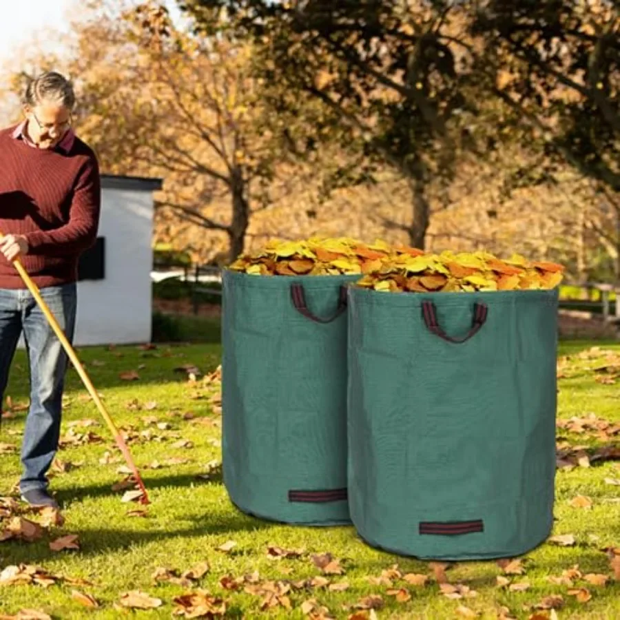 Easy to carry and store large garden garbage bags in the garden, with a 300L foldable waterproof design