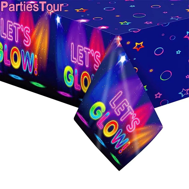 Glow In The UV Party Tableware Tablecloths Cups Plates Banner Napkins straws Balloons Neon Glow Birthday Party Supplies