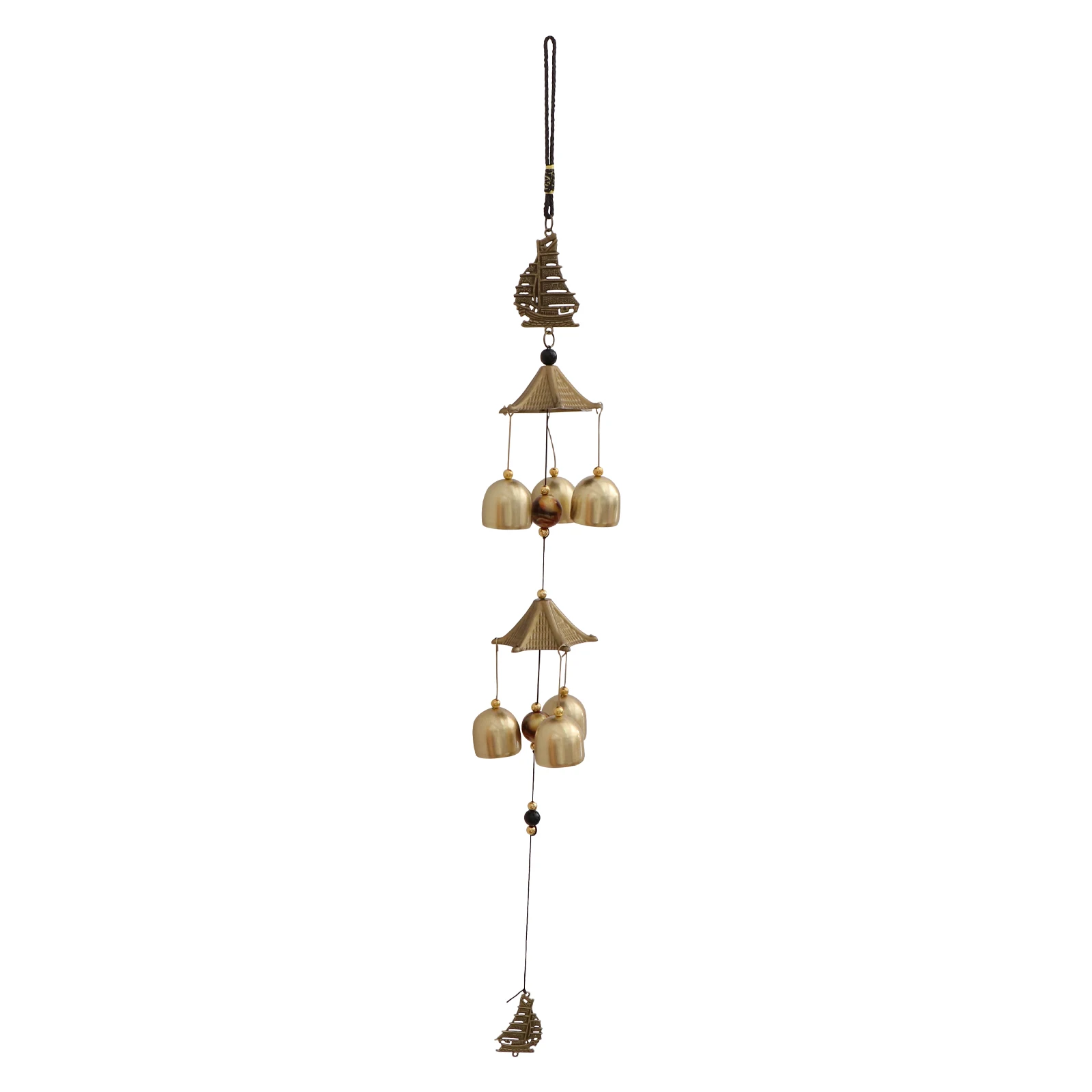 

Metal Copper Wind Chime 2 Layers 6 Bells Alloy Feng Shui Home Decor Prosperity Office Hanging Vintage