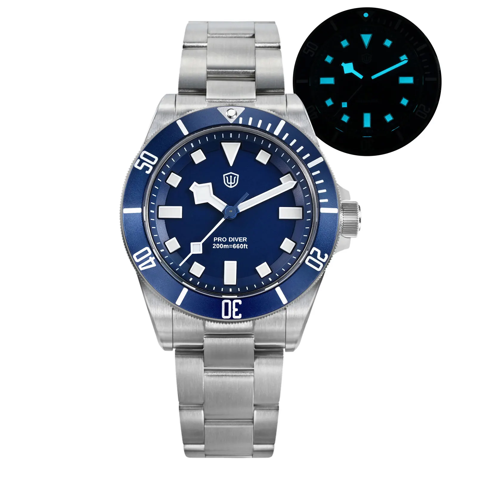 Watchdives WD1969 Pro 38mm Quartz Watch VH31 Sweep Seconds Movement 20Bar Waterproof BGW9 Blue Luminous Sapphire Glass Watches image 3