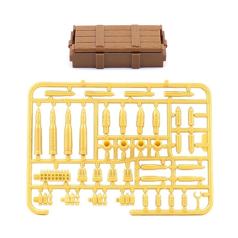 MOC WW2 Militär Arme Shell Kugel Armee Zubehör Soldat Figuren Militär Munition Box Bausteine Ziegel Montage Spielzeug – Detail 3