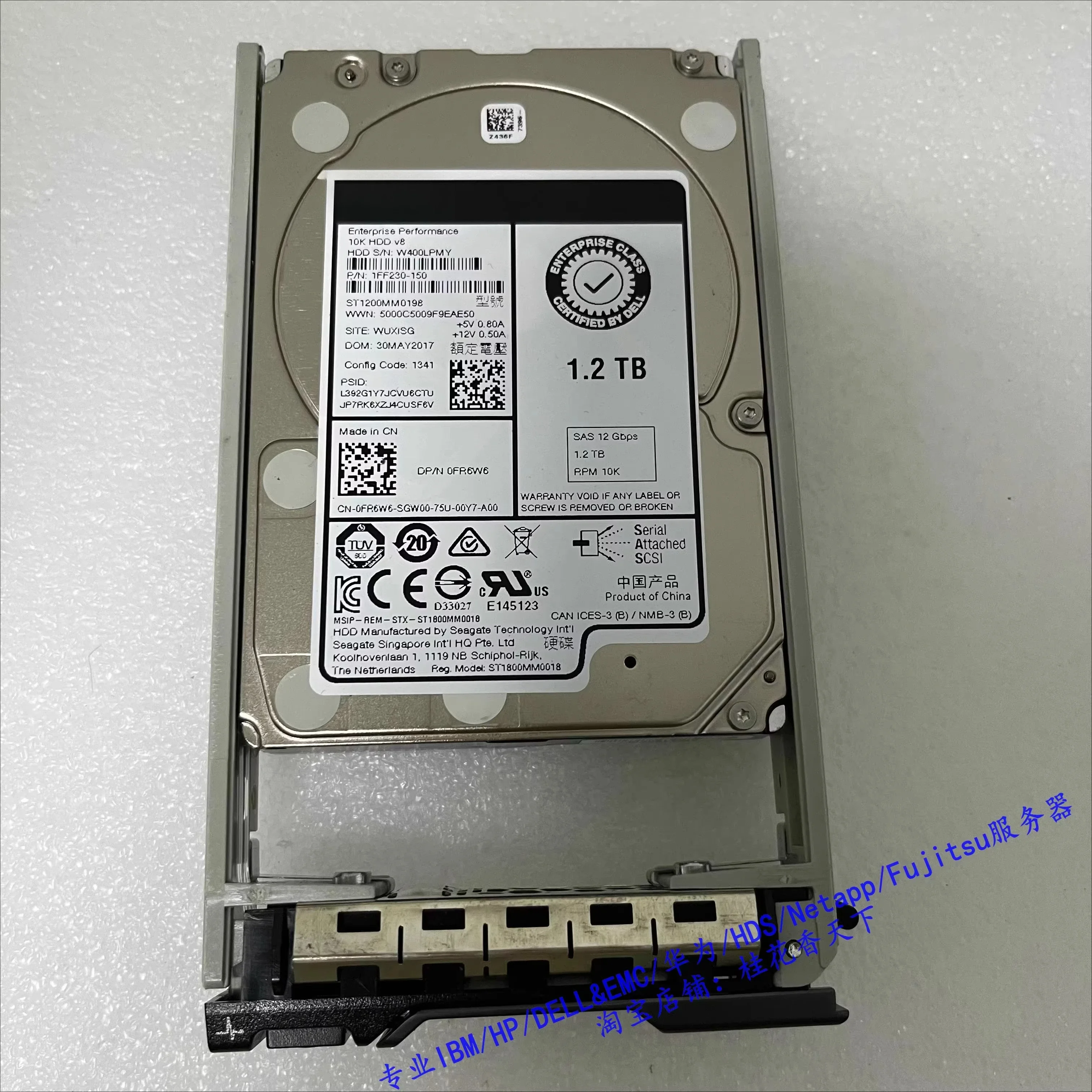

Используется для жесткого диска Dell 0FR6W6 1,2T 10K SAS 12G ST1200MM0198 2,5 FR6W6