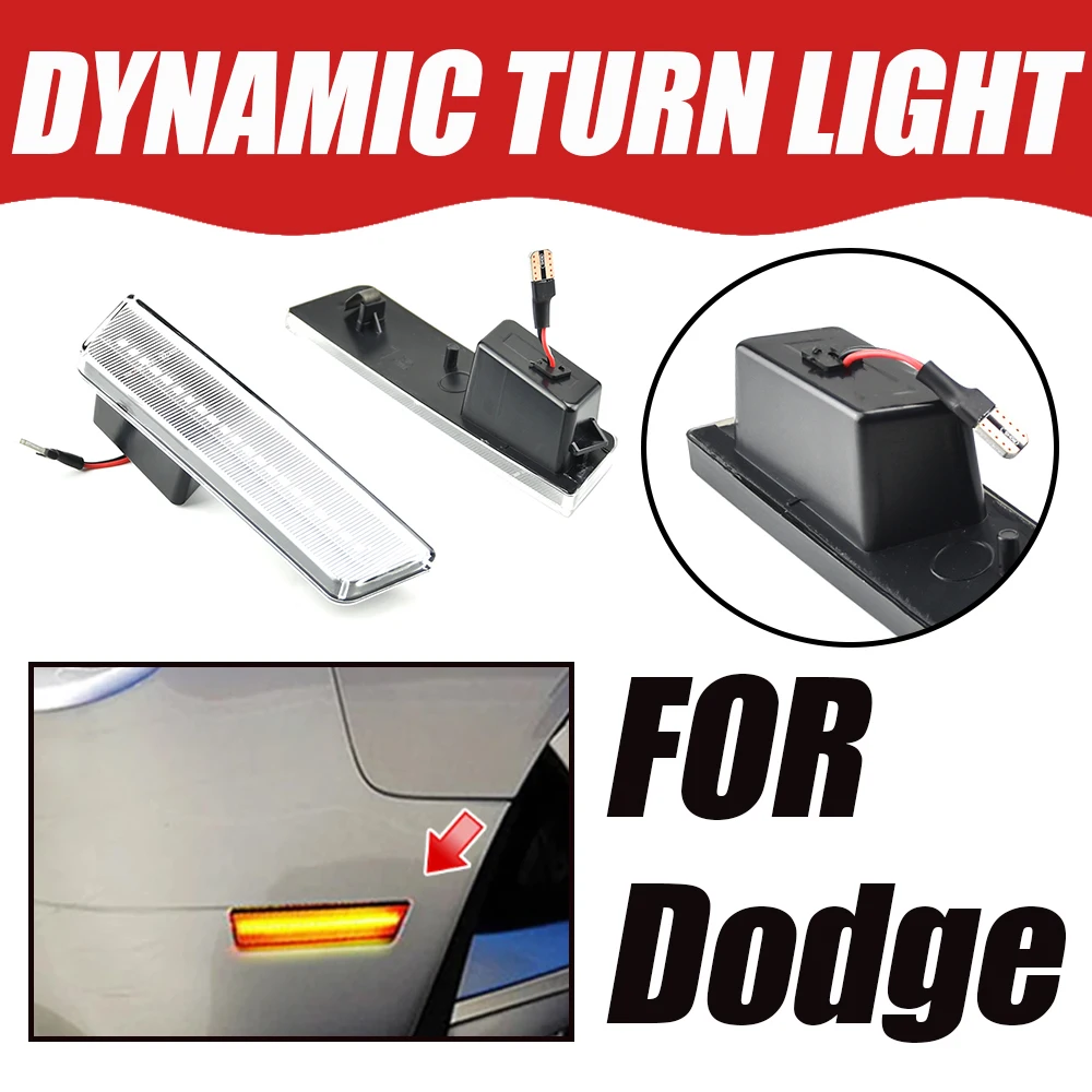 

2Pcs Dynamic LED Turn Signal Side Marker Light Sequential For Dodge Challenger 2008-2014 For Dodge Charger 2011-2014 FRONT