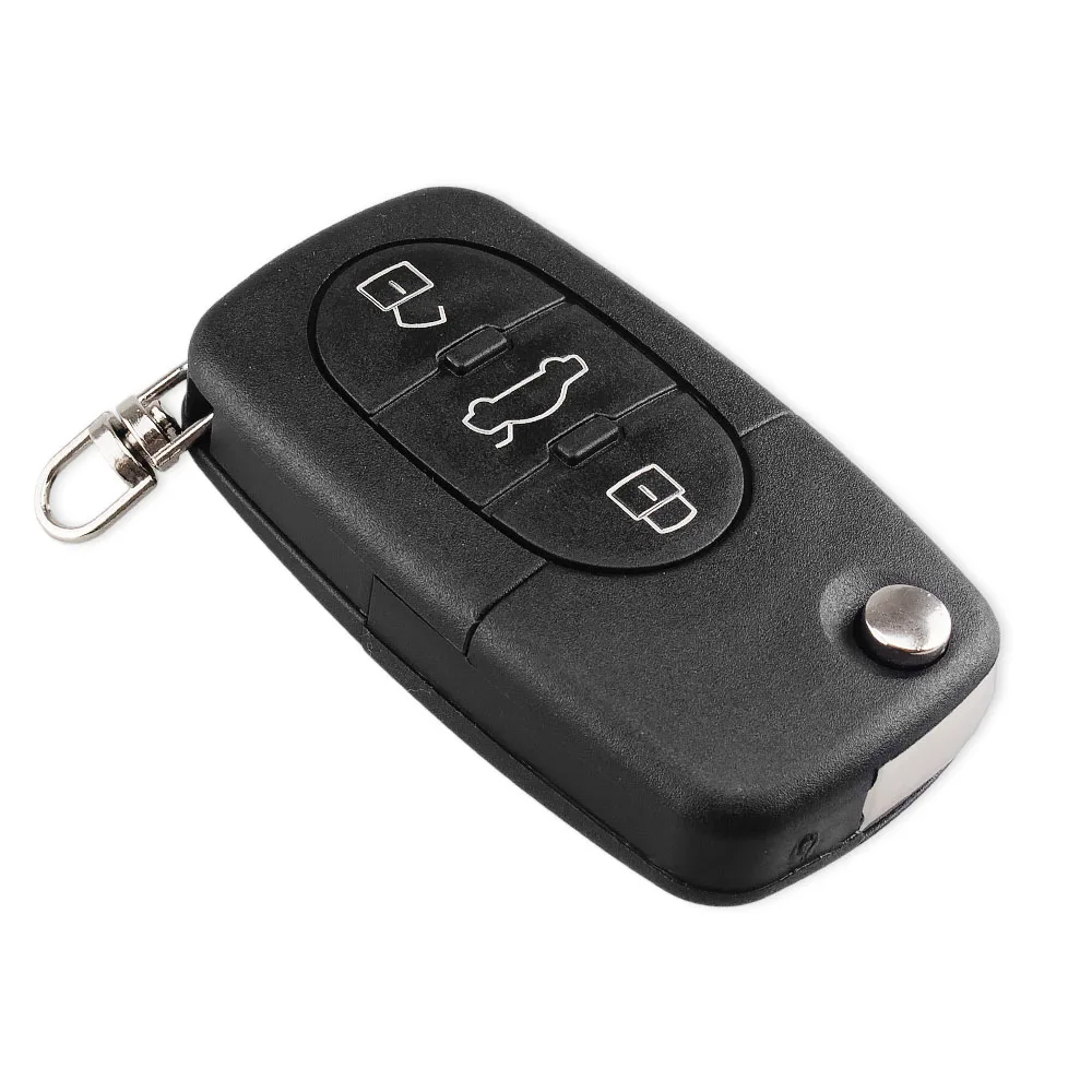 KEYYOU Replacement 3 Buttons Flip Car Key Case Shell Fob For Audi TT A4 A6 A8 Quattro With Blade CR1620