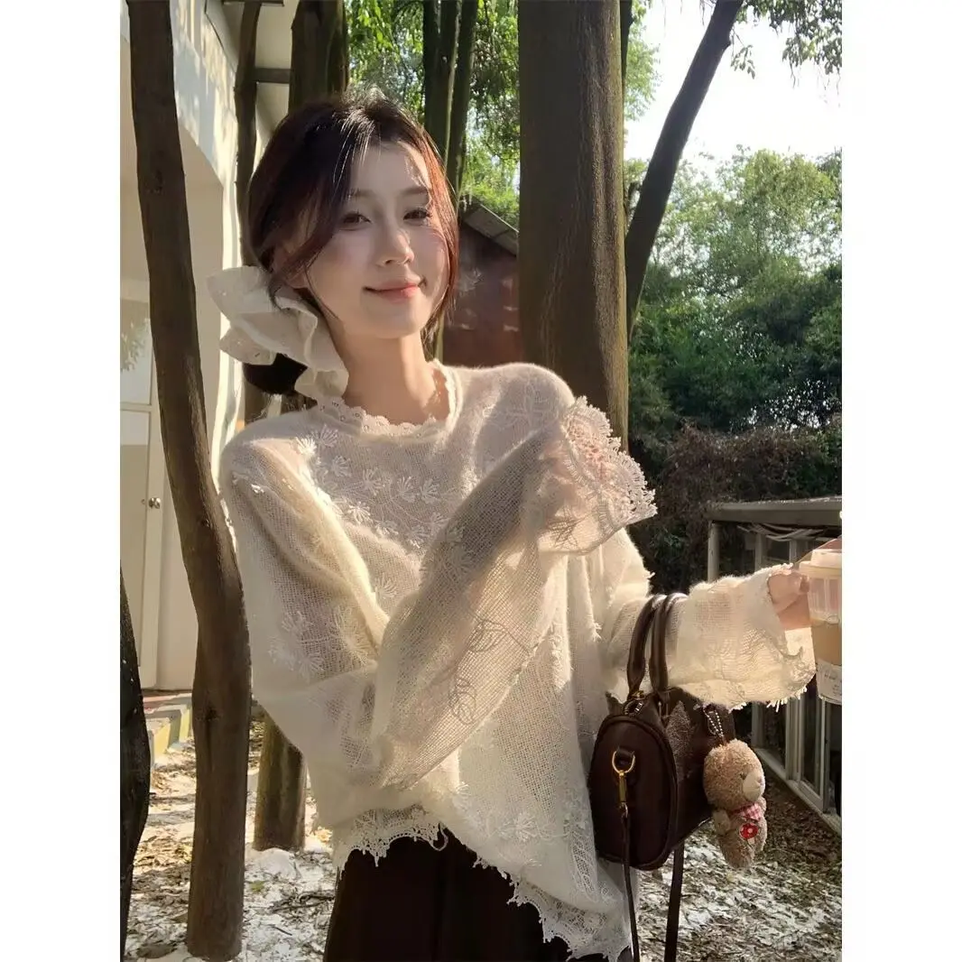 

Sweaters Jumpers Pullovers Women Colorful Cotton Illusion Two-Pieces Daily BF Y2K Modern Stylish Commute Autumn Trendy Solid Fit