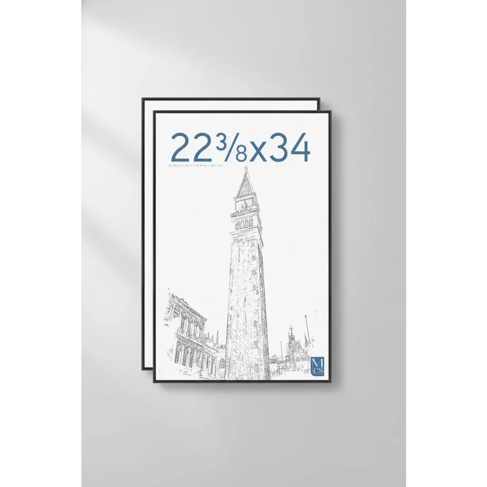 إطار صورة كبير 22 × 34 أسود خفيف الوزن للتعليق على الحائط عموديًا أفقيًا لديكور معرض المطبوعات الفنية والملصقات