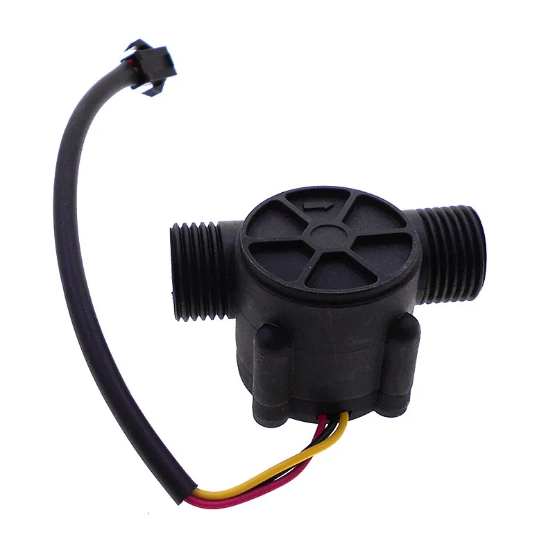 Sensor de flujo de agua YF-S201, interfaz G1/2 de 4 puntos, dispensador de agua, caudalímetro Hall, negro y blanco