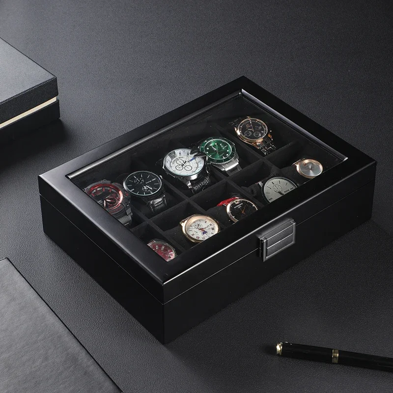 Direct Selling Solid Wood Can Store 10 Watches Storage Box Bracelet Simple Retro Dust Proof With Cover Organization Bins