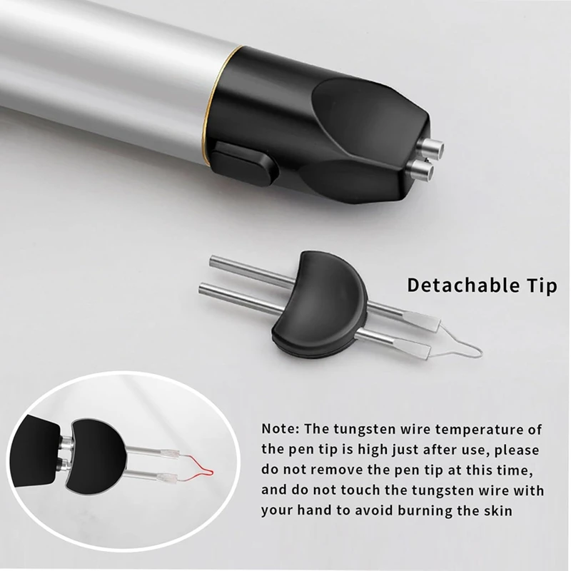 Caneta queimador de linha sem fio, ferramenta de queima de queimador de linha, com 5 pontas de substituição para acabamento de tecelagem de contas amarrando A-A68X