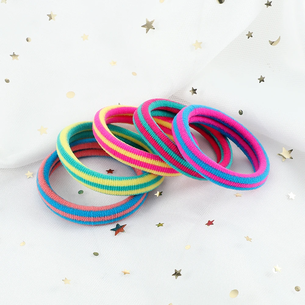 Bando karet tebal warna-warni 5cm, hadiah aksesori rambut ikat kepala karet elastis warna neon, ikat rambut