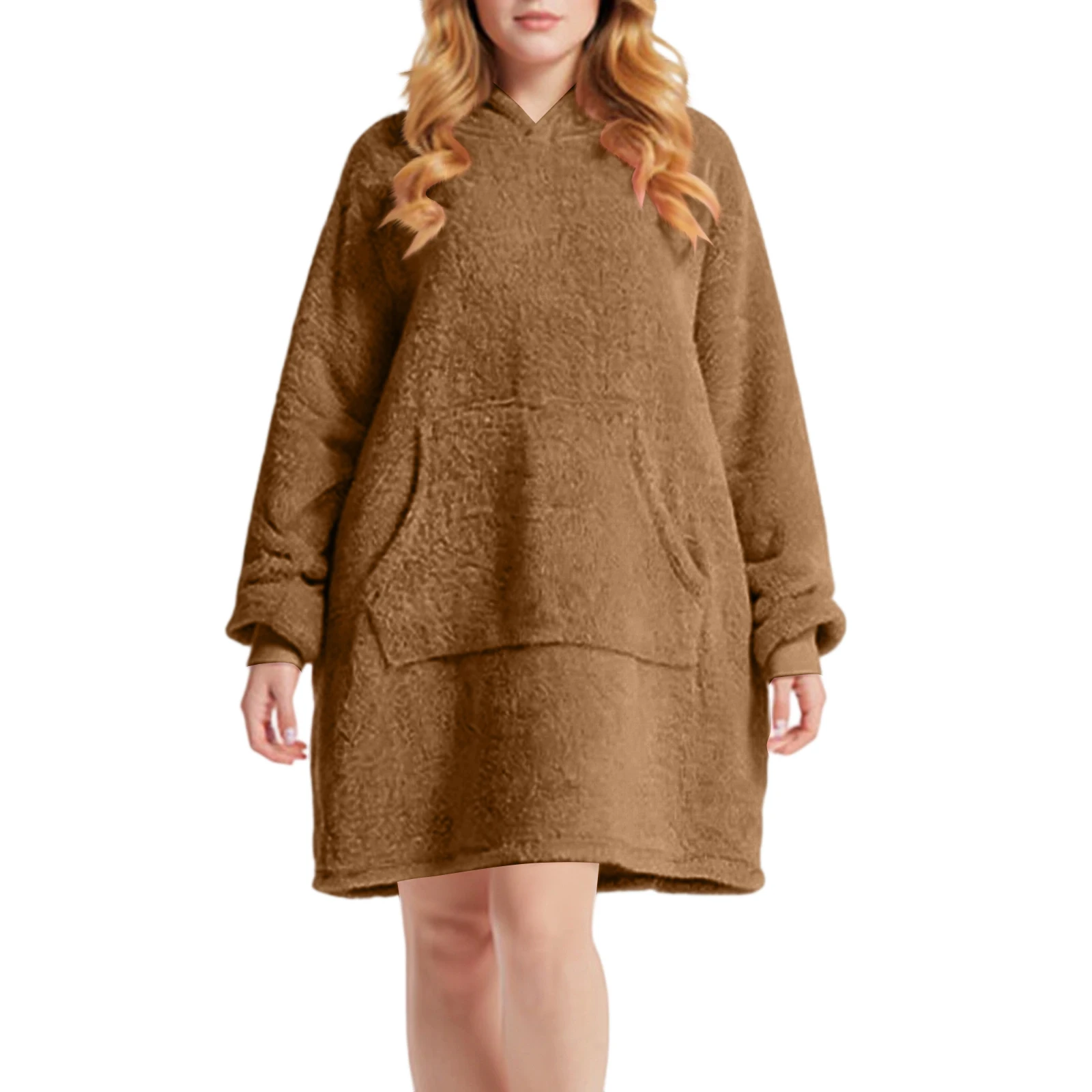 

Женская свободная утолщенная двусторонняя флисовая толстовка с капюшоном, домашняя одежда, топ, осень-зима, теплая толстая плюшевая пижама с капюшоном, один размер